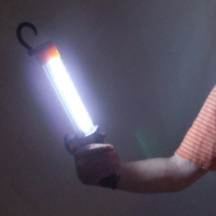 The PODLight cordless, rechargeable LED worklight, flashlight, and flashing safety strobe.